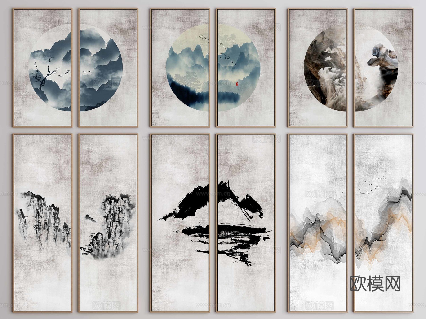 新中式山水挂画贴图
