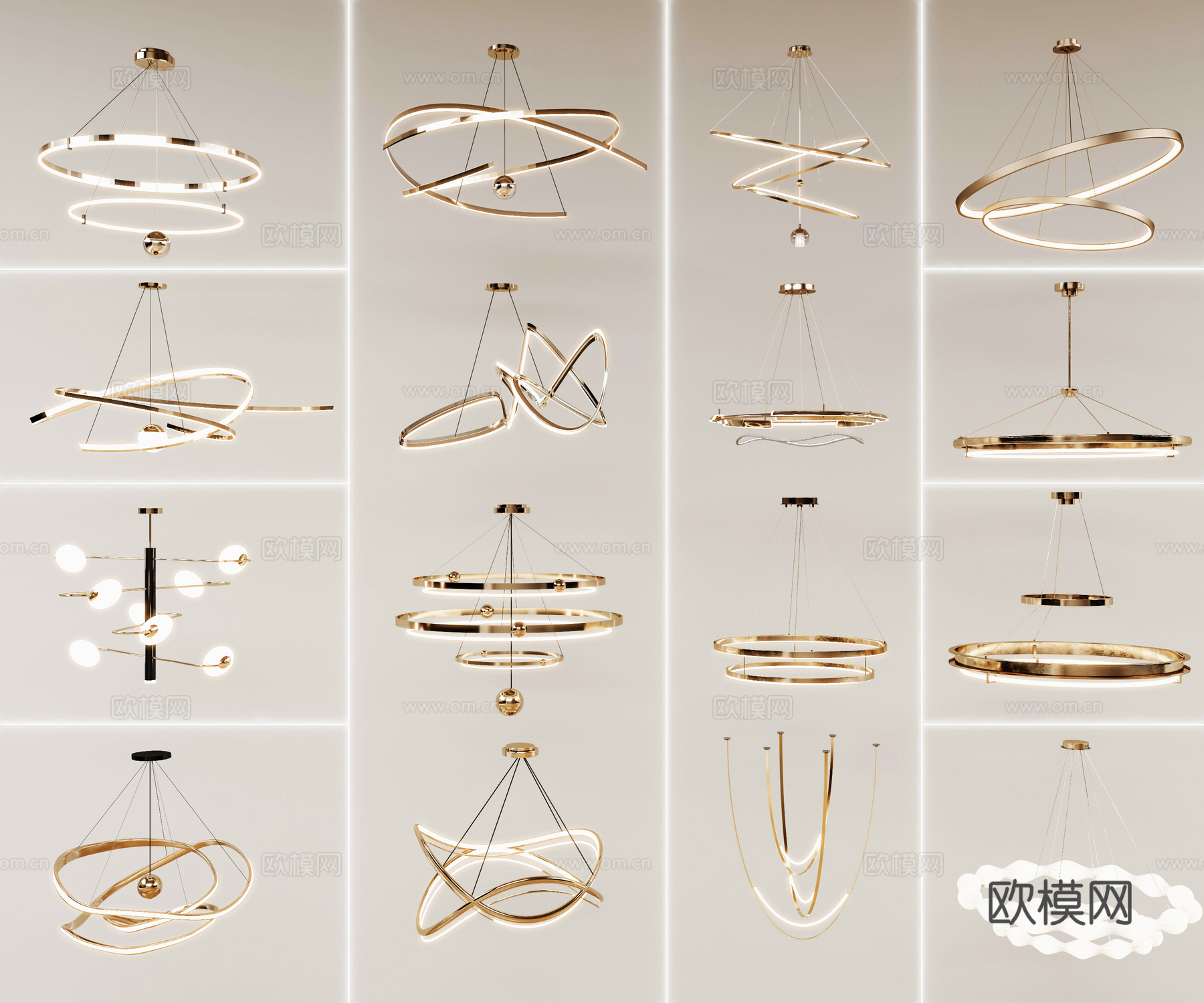 现代吊灯3d模型下载