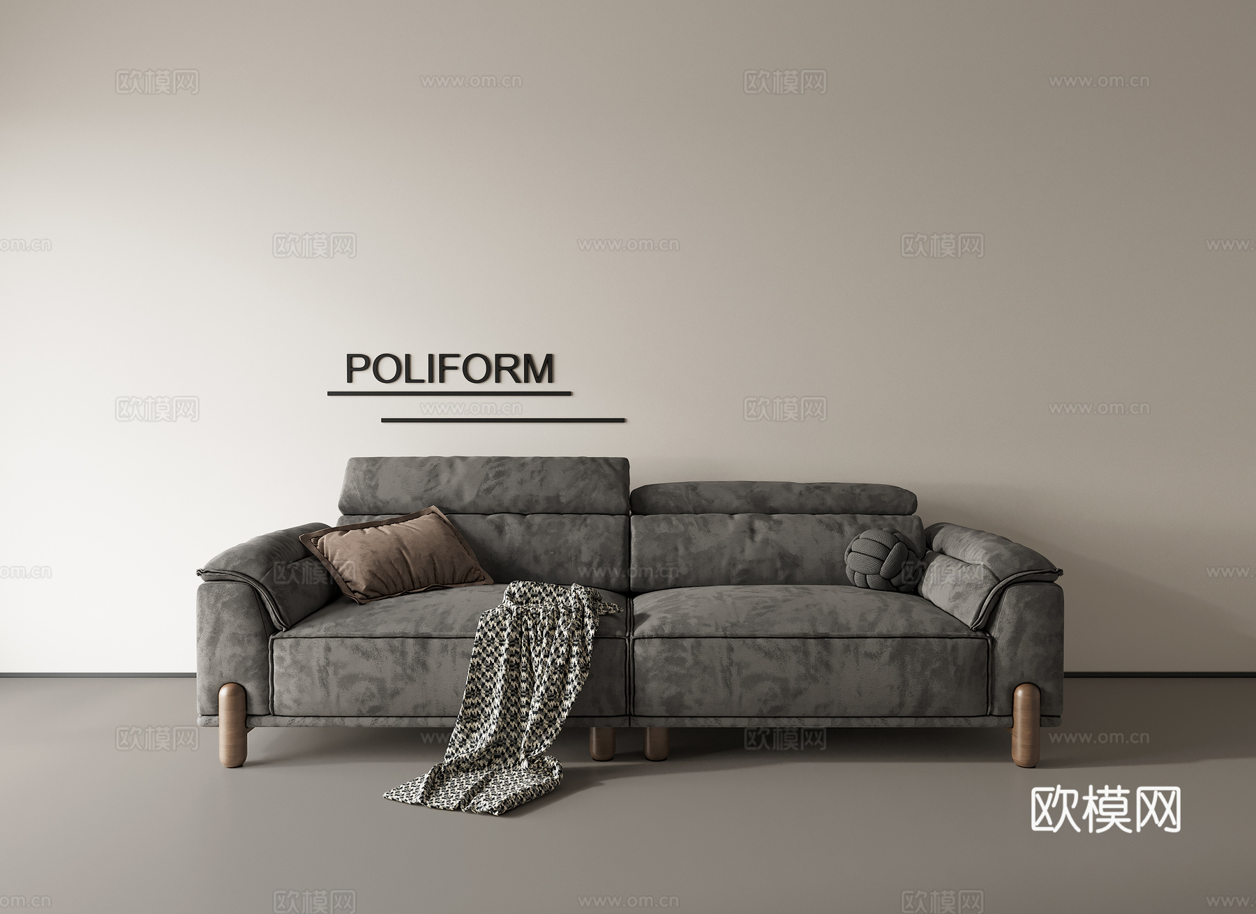 中古沙发3d模型下载