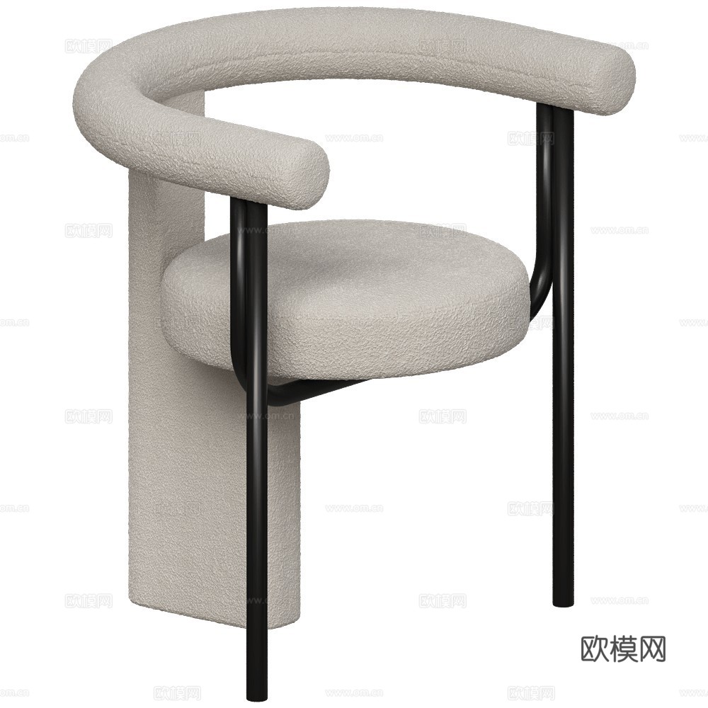 WOO 现代单椅 极简单椅 餐椅 休闲椅 扶手椅 布椅3d模型