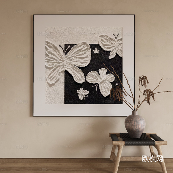 现代侘寂挂画 油画3d模型下载