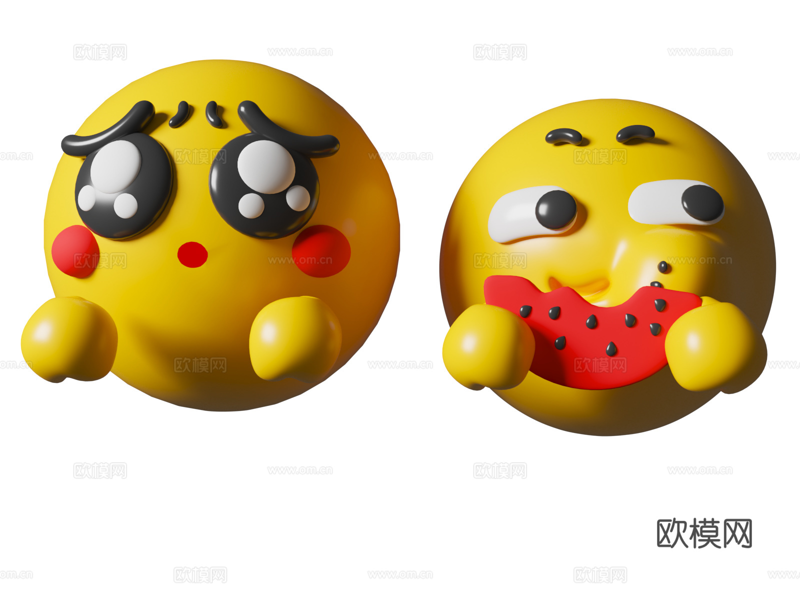 3D卡通 趣味可爱 互动emoji装饰 表情 吃瓜表情3d模型