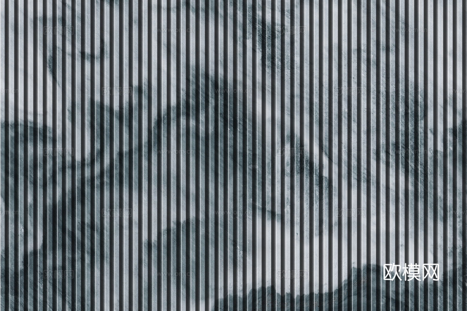 岩板大理石纹拉槽长城板格栅背景墙下载（渲染图2）