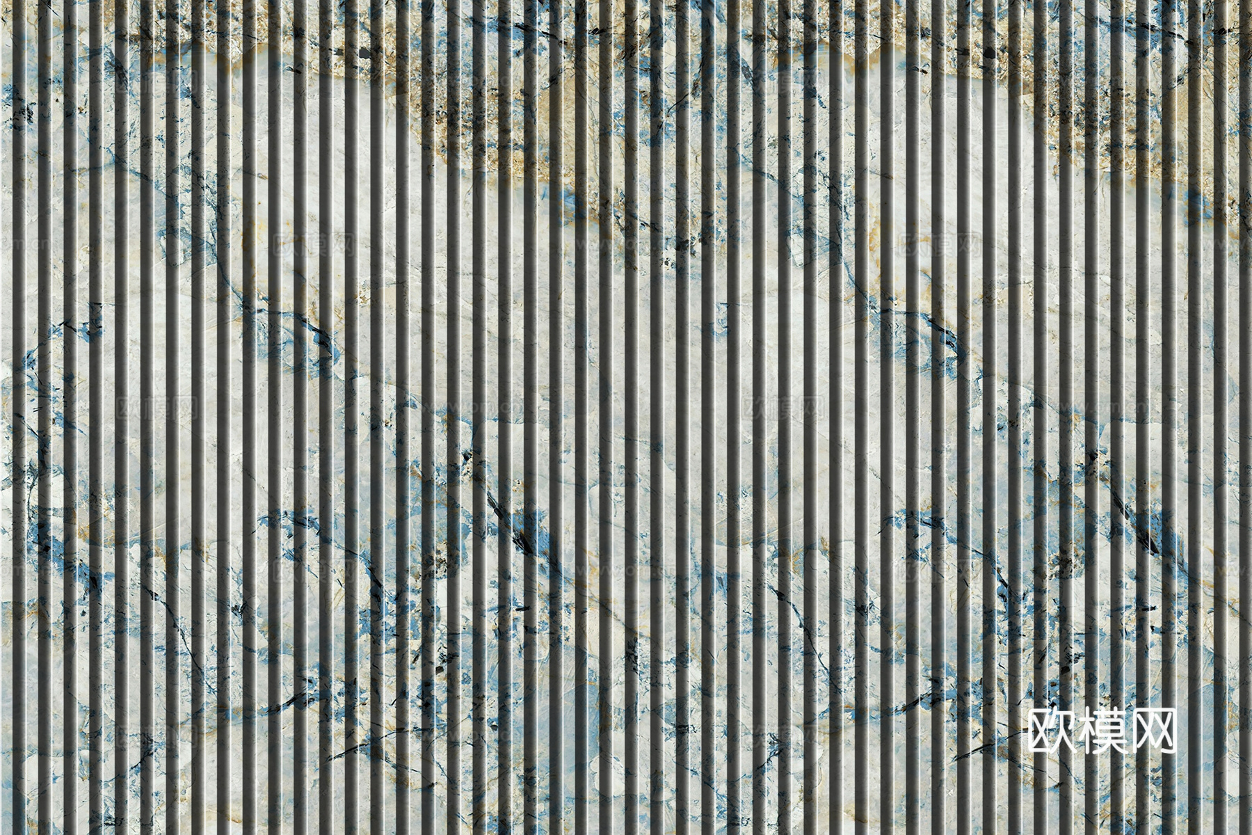 岩板大理石纹拉槽长城板格栅背景墙下载（渲染图8）