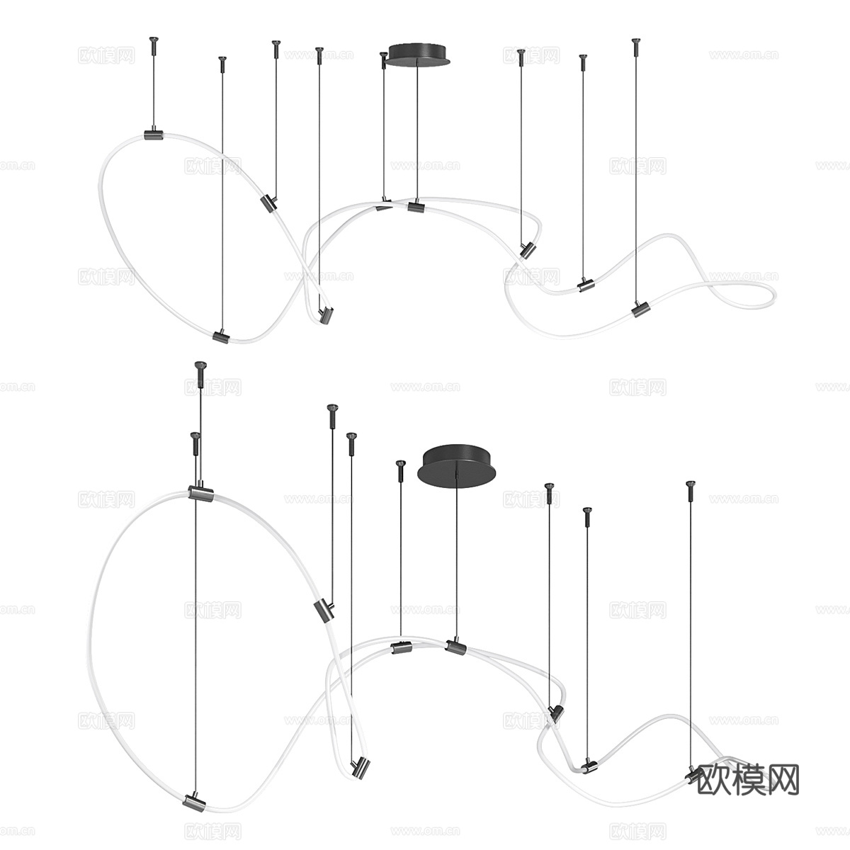 现代意式极简线性吊灯3d模型