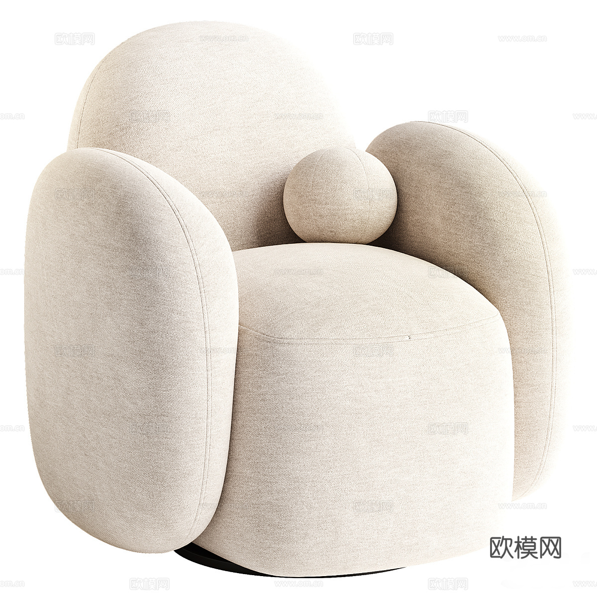 现代奶油风布艺休闲沙发3d模型