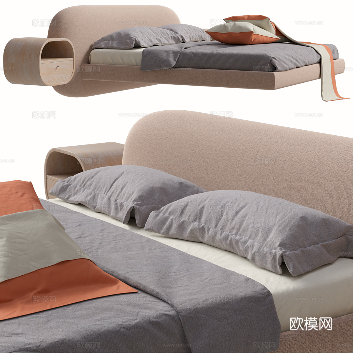 现代北欧儿童布艺床3d模型