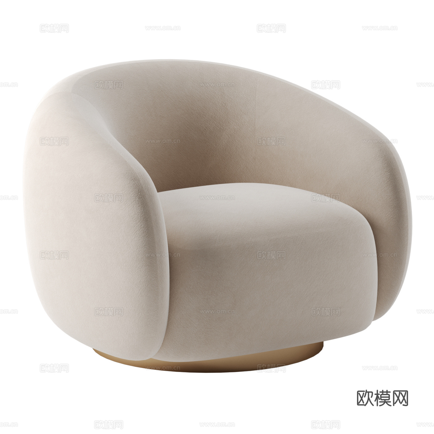 现代奶油风布艺休闲椅3d模型