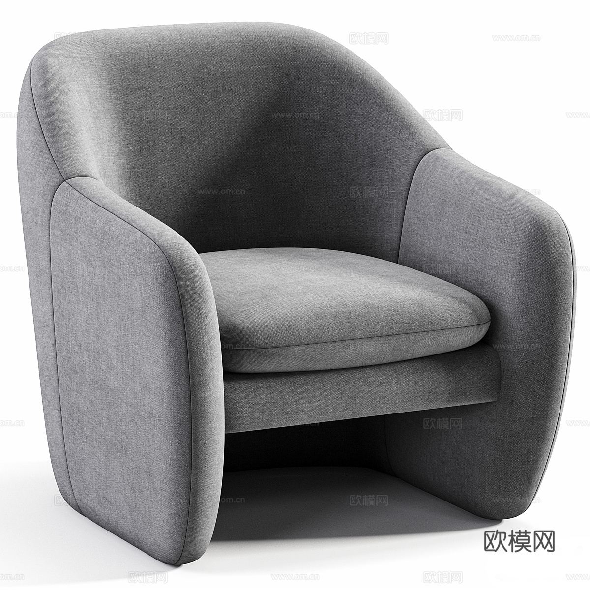 现代意式布艺扶手椅3d模型