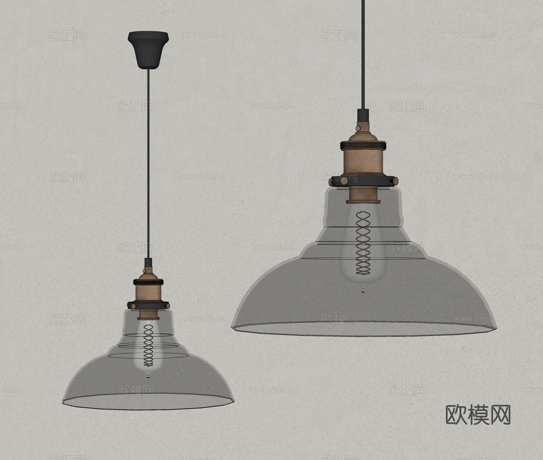 中古玻璃小吊灯 玻璃灯罩小吊灯 餐厅吊灯su模型