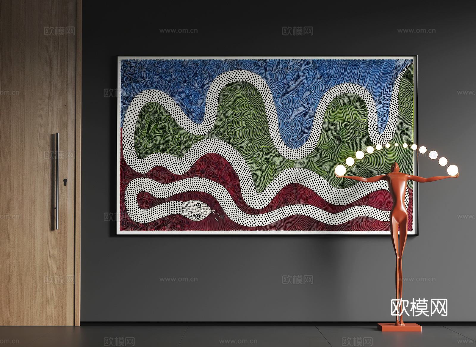 现代大幅挂画  现代抽象挂画  现代简约挂画3d模型
