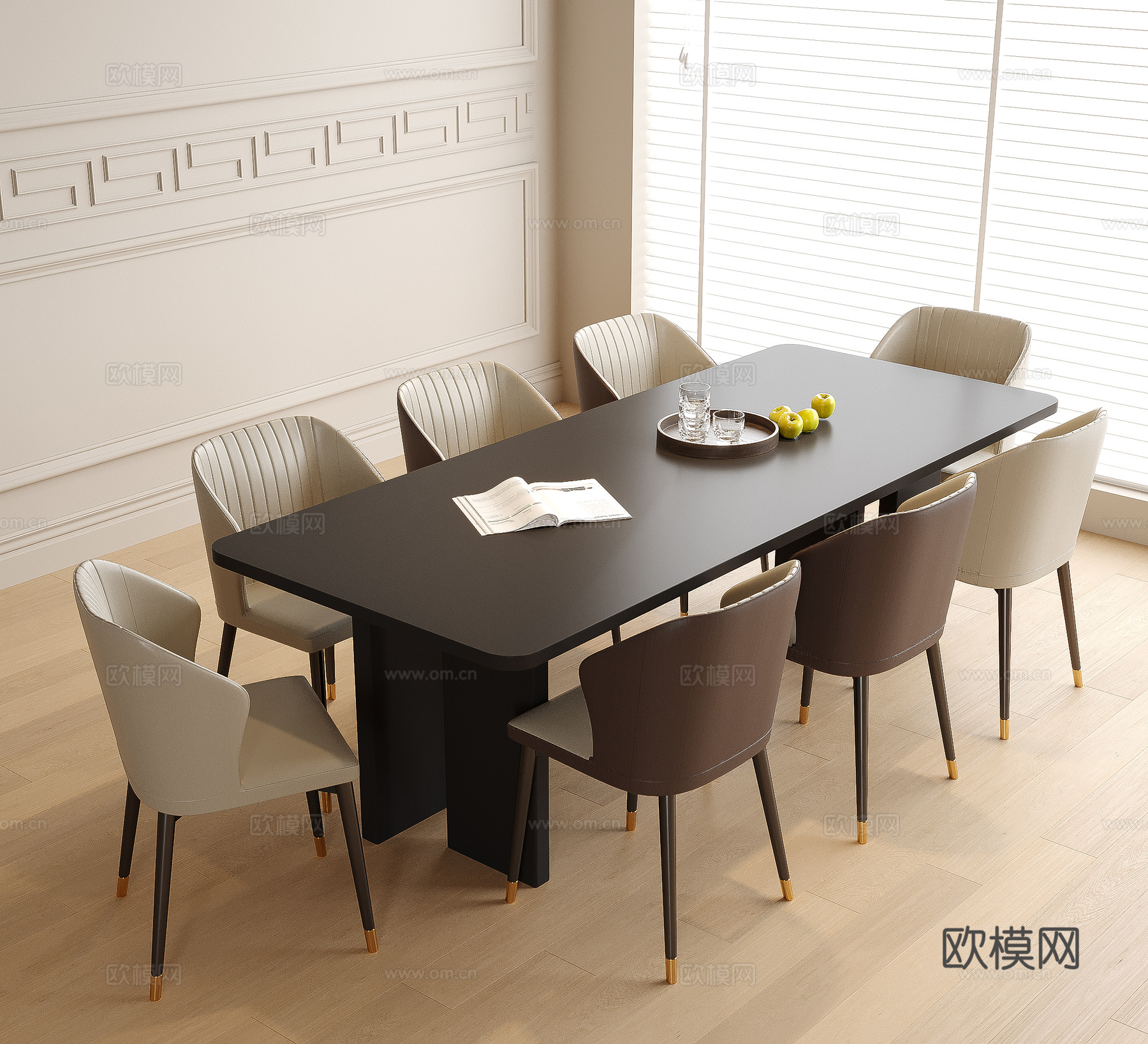 现代餐桌椅 餐椅 餐桌3d模型