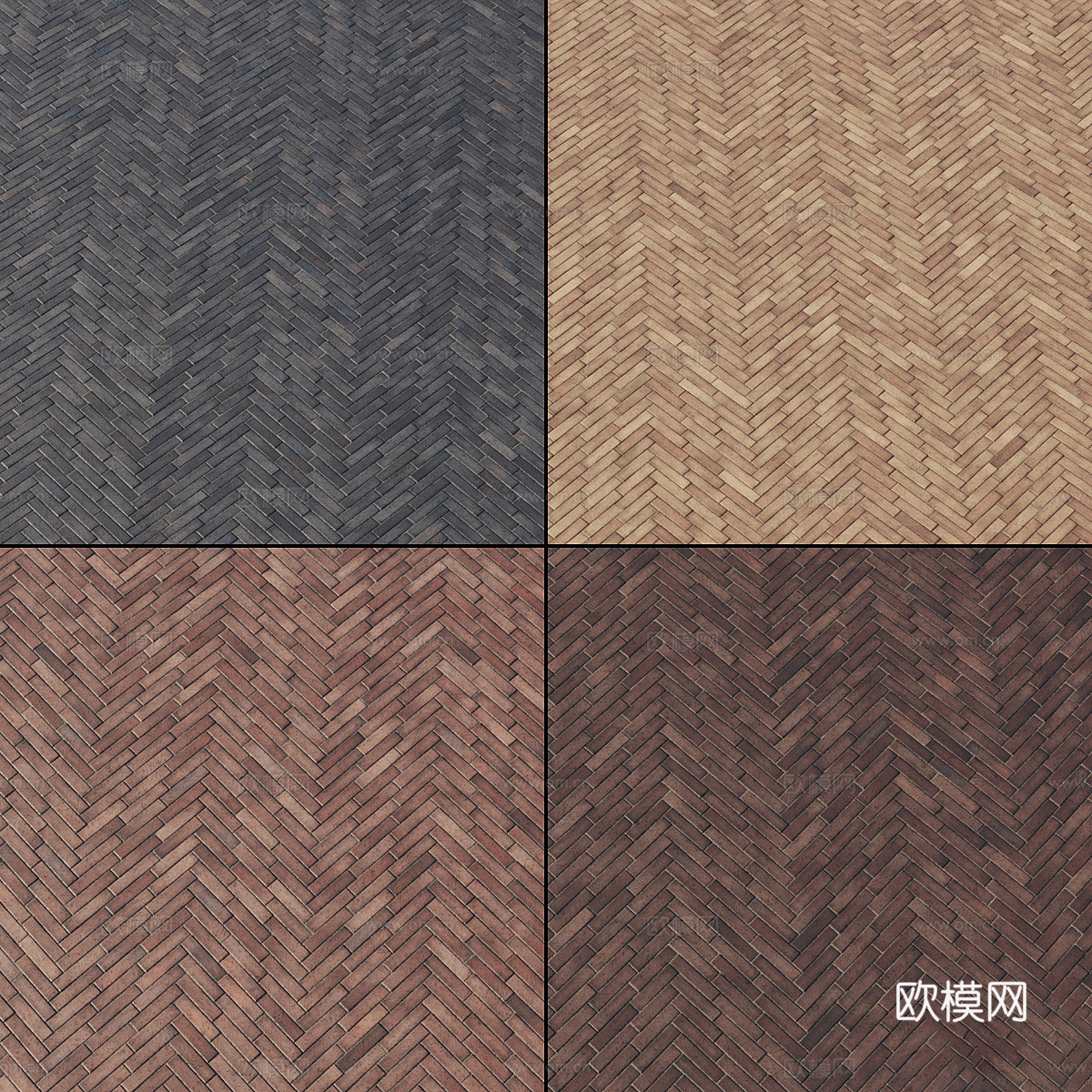 新中式室外铺路砖3d模型