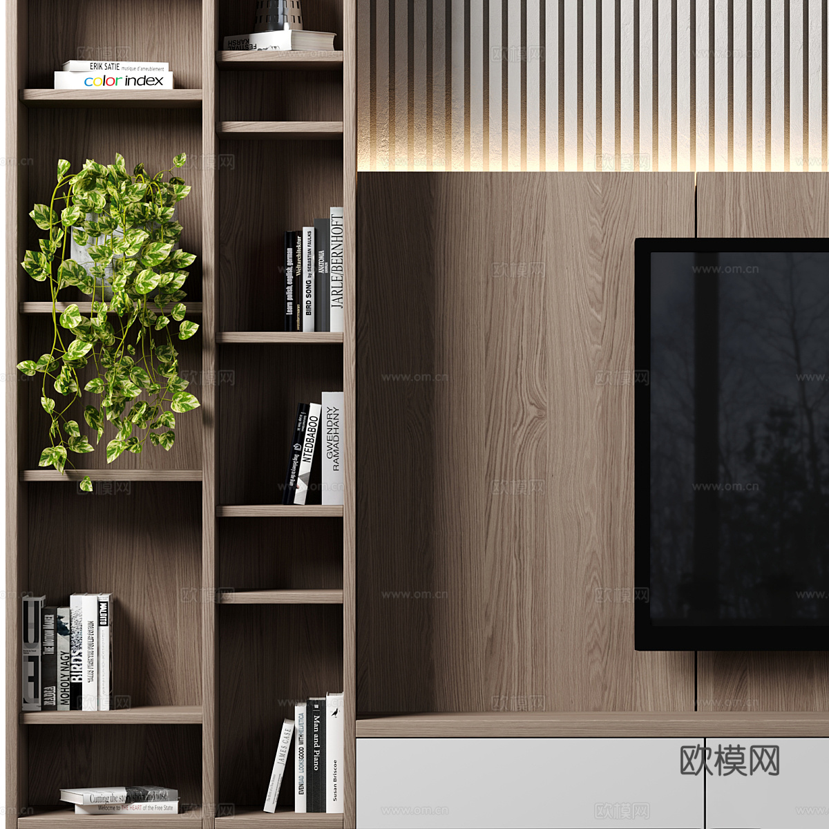现代极简电视背景墙3d模型