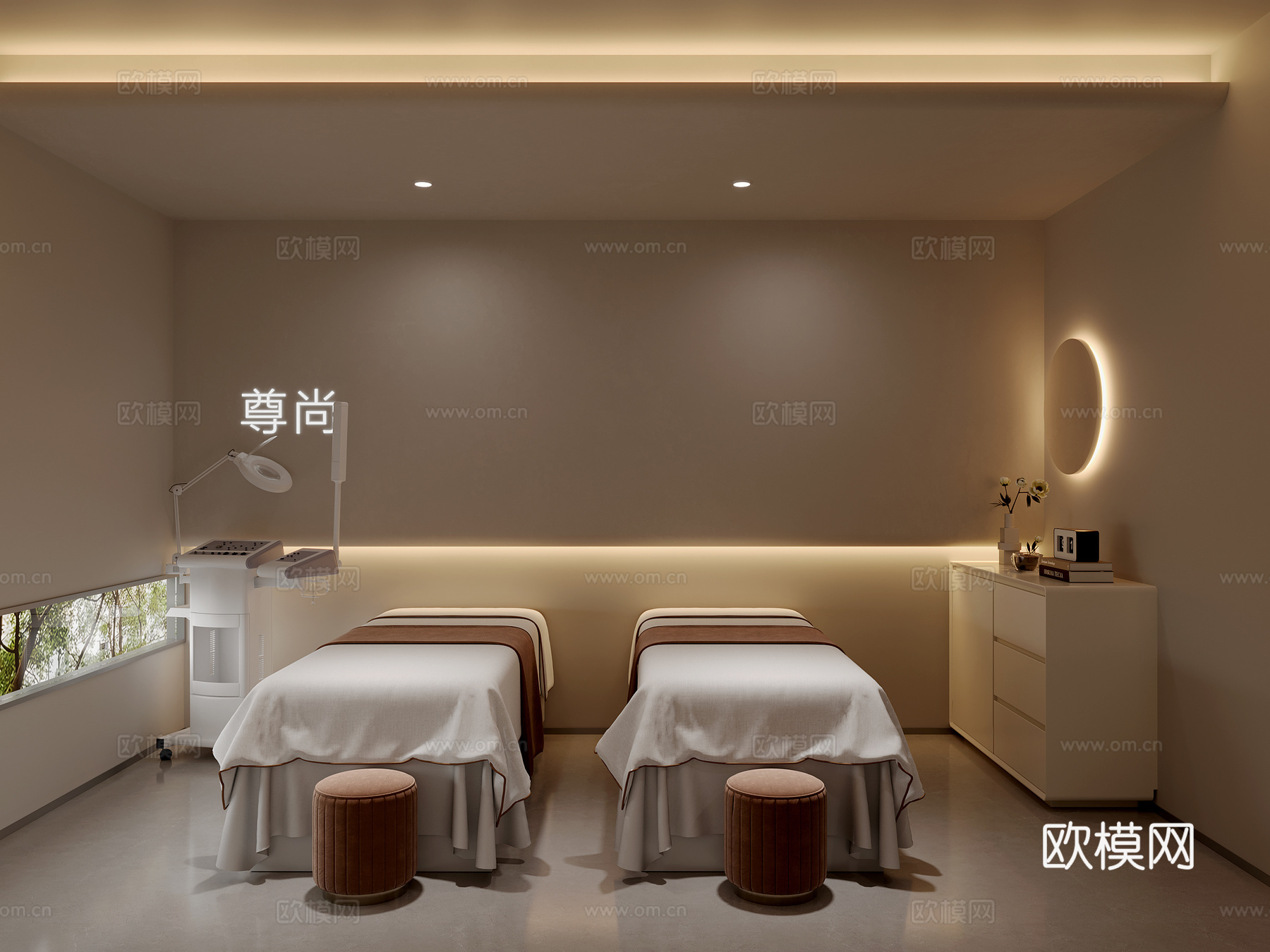 奶油风美容SPA房3d模型