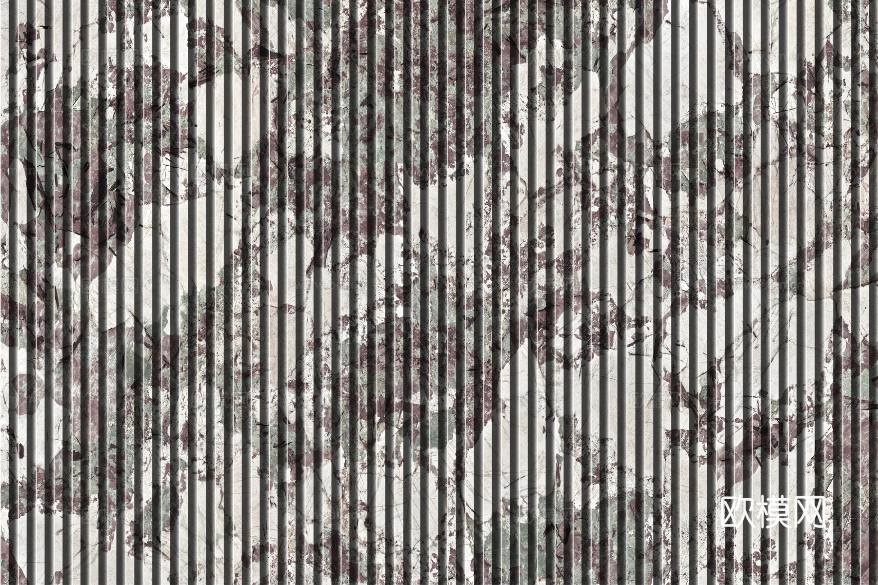 岩板石纹拉槽格栅长城板下载（渲染图7）