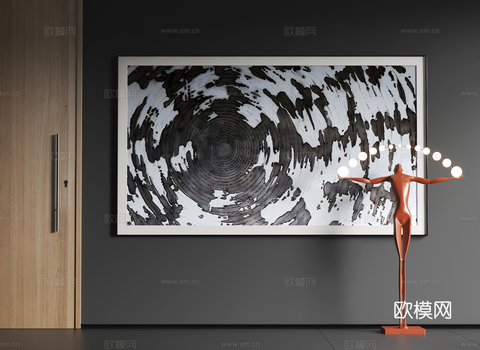 现代大幅挂画  现代抽象挂画  现代简约挂画3d模型