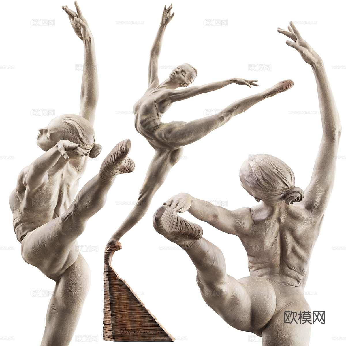 青铜芭蕾舞演员雕塑3d模型