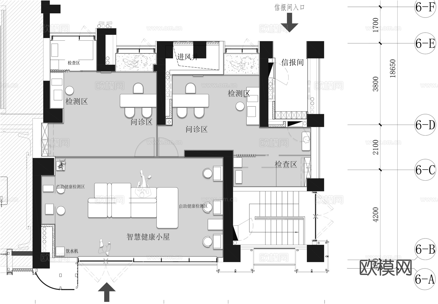 社区社康小门诊cad施工图