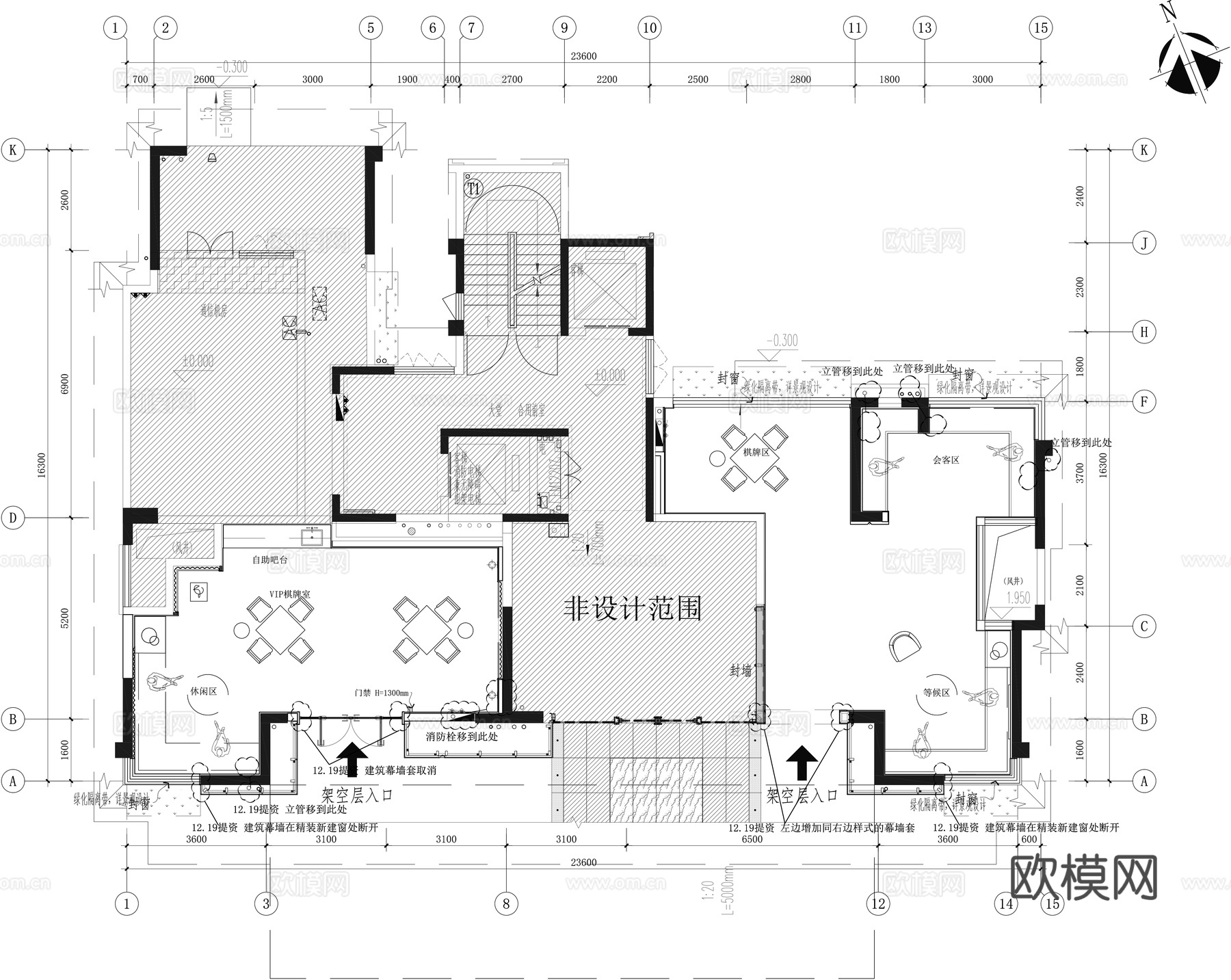 架空层棋牌娱乐区cad施工图