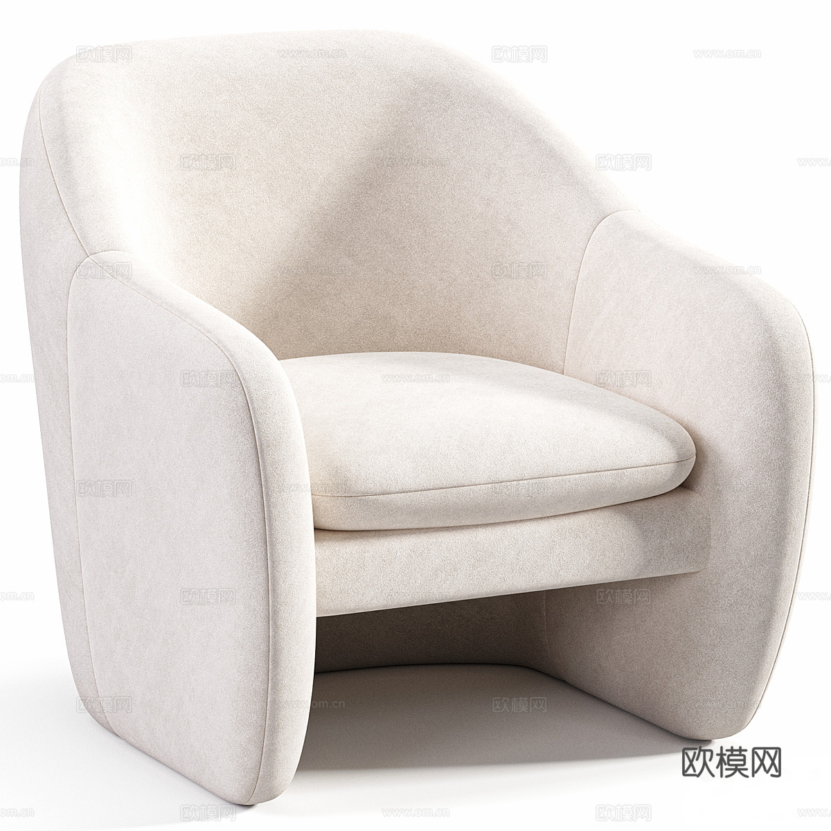 现代意式布艺扶手椅3d模型