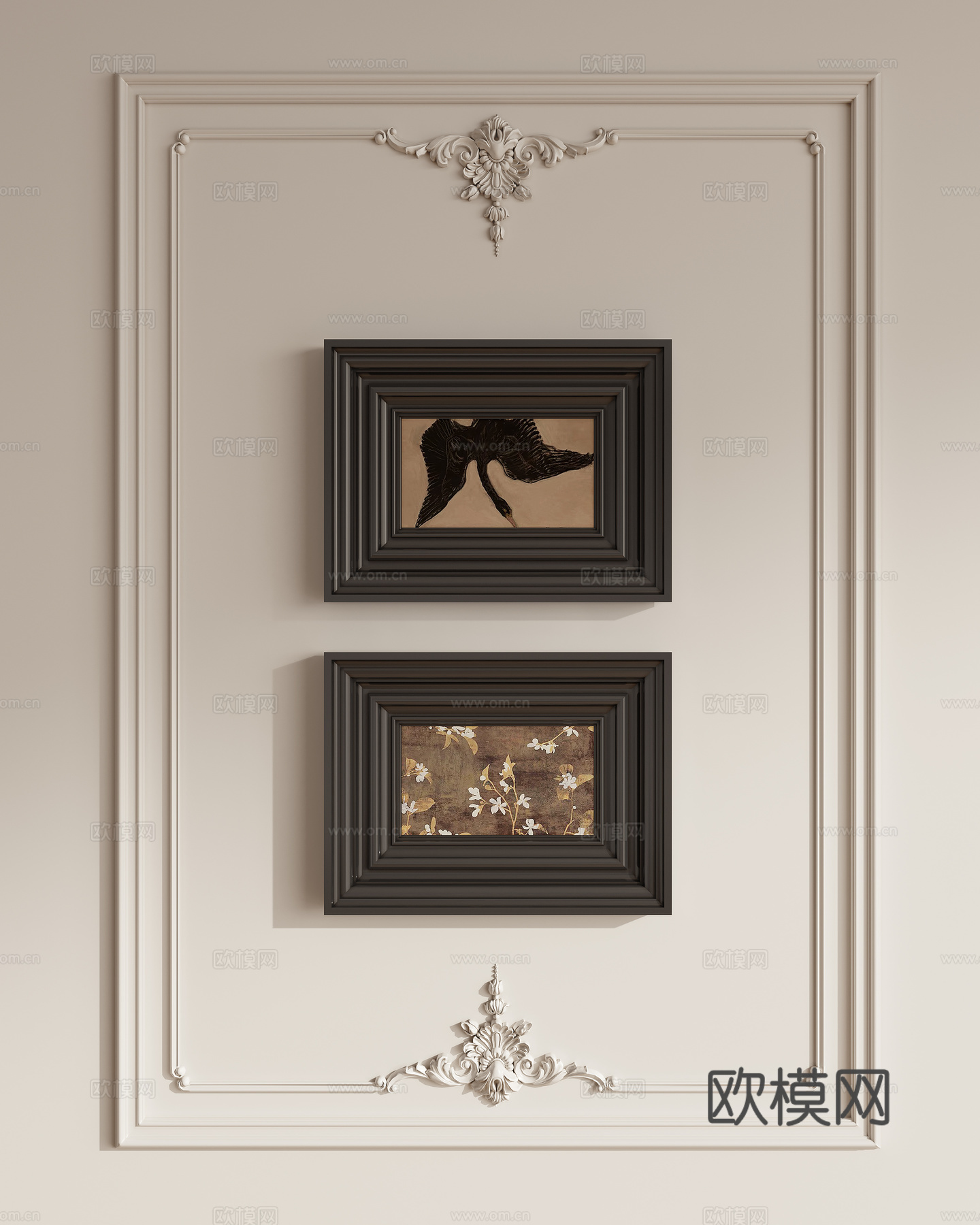 中古组合挂画su模型