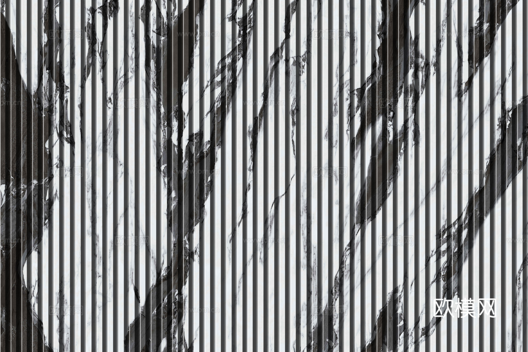 岩板大理石纹拉槽长城板格栅背景墙下载（渲染图1）