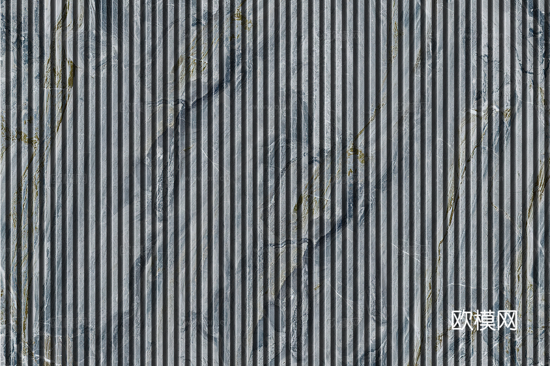 岩板大理石纹拉槽长城板格栅背景墙下载（渲染图4）