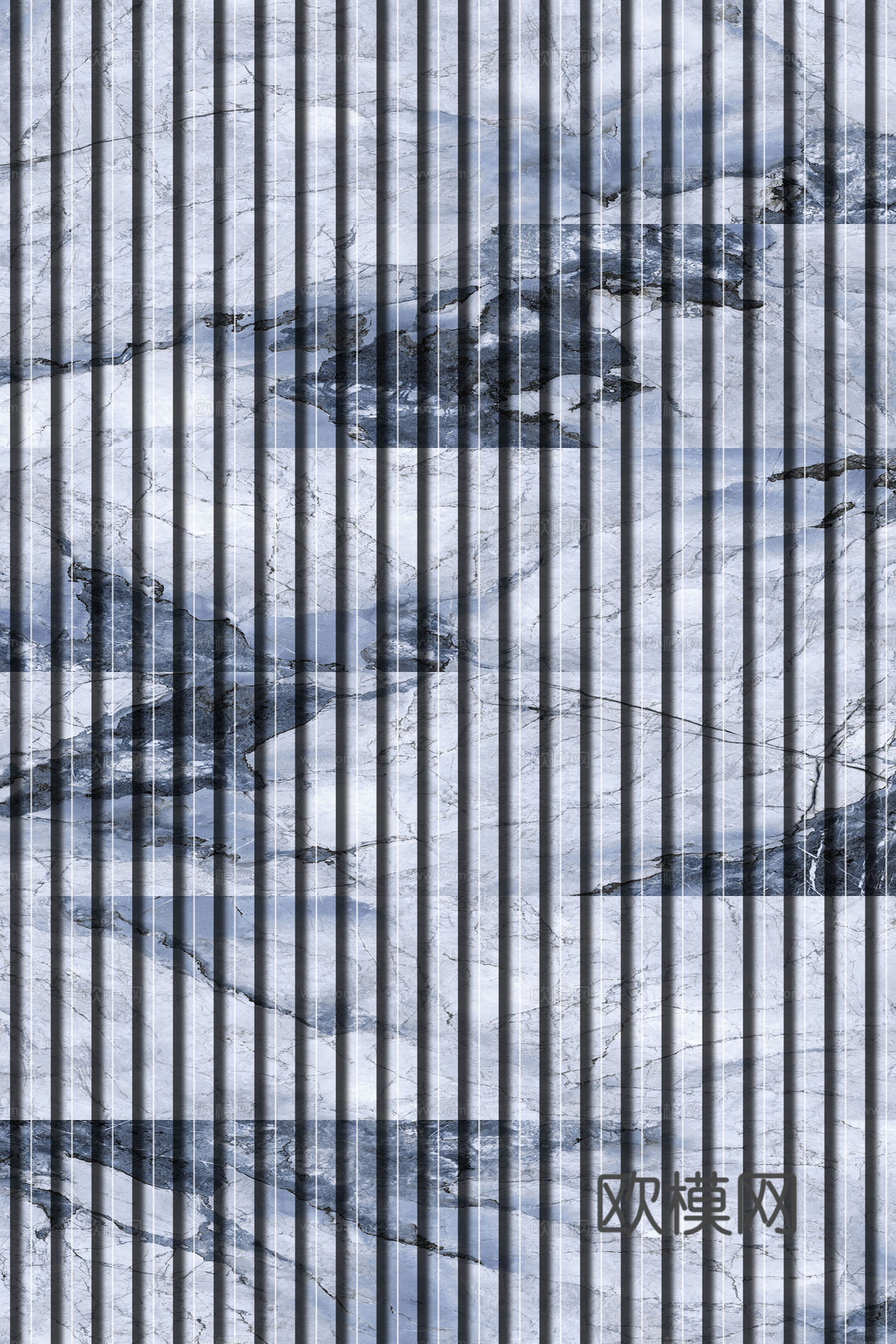 岩板石纹拉槽格栅长城板下载（渲染图5）