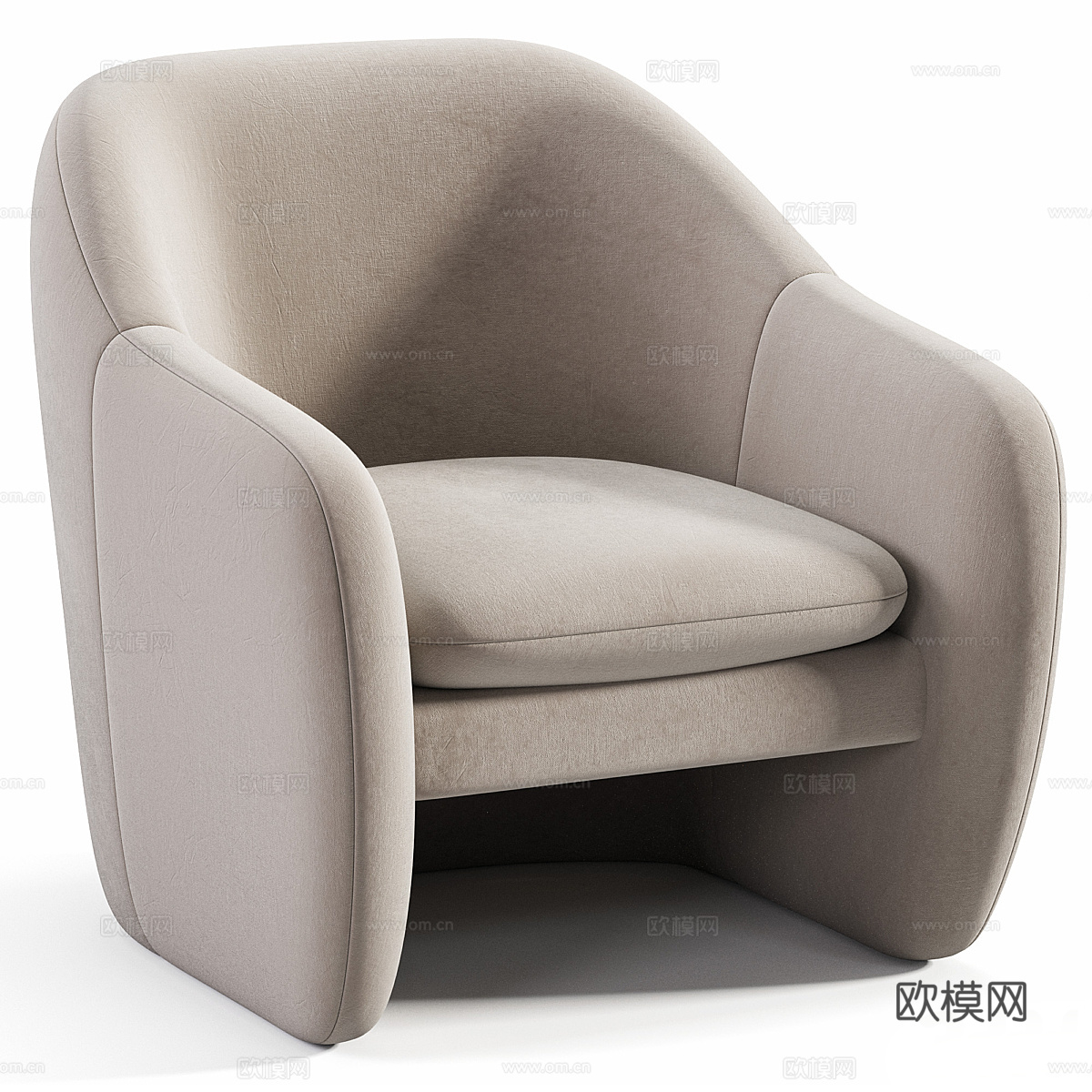 现代意式布艺扶手椅3d模型