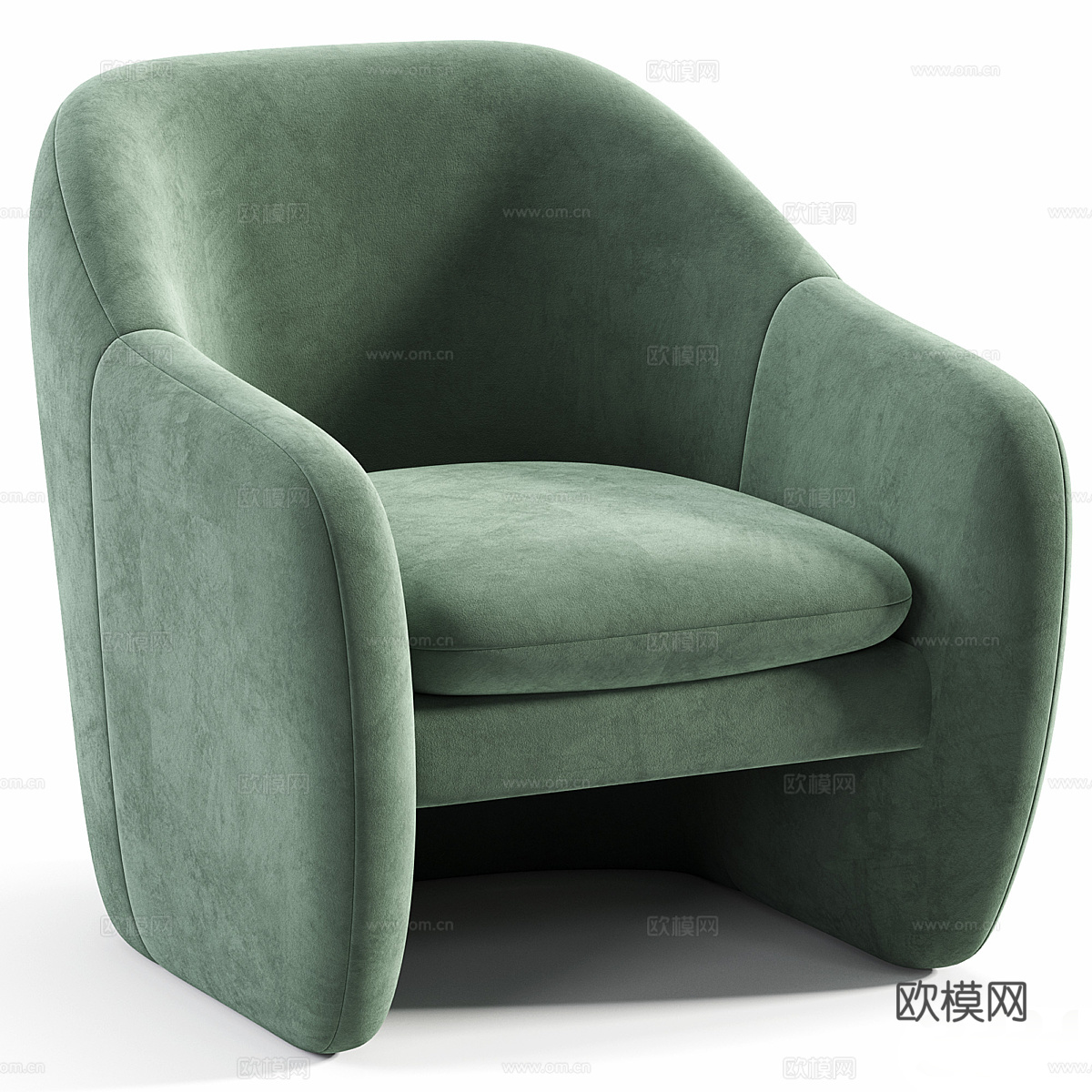 现代意式布艺扶手椅3d模型
