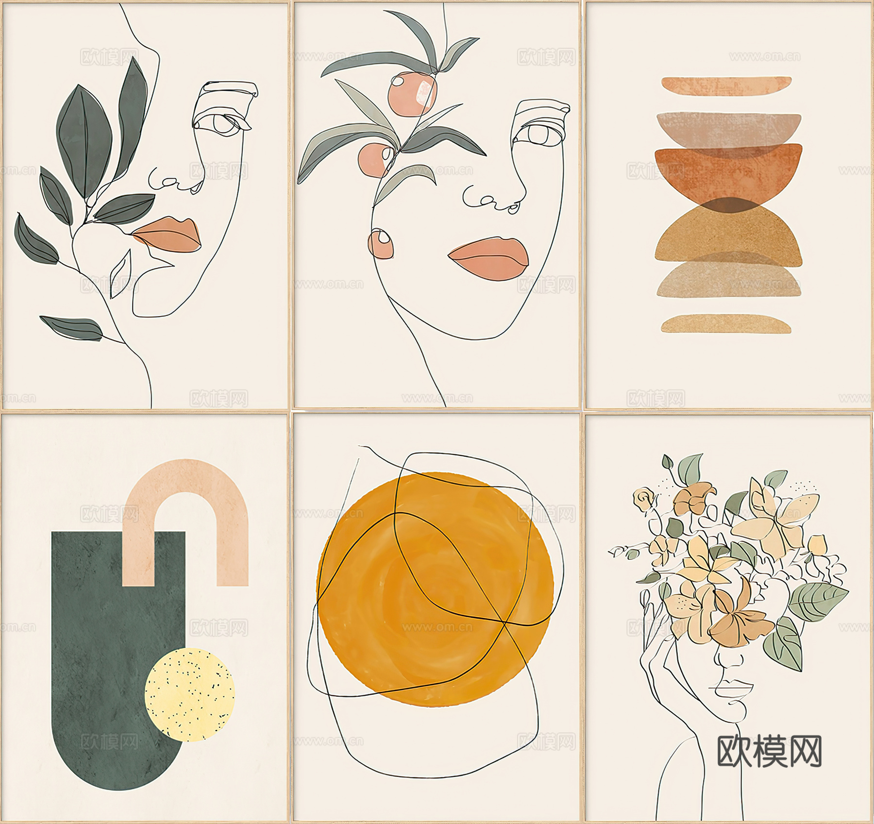 北欧莫兰迪色装饰画贴图