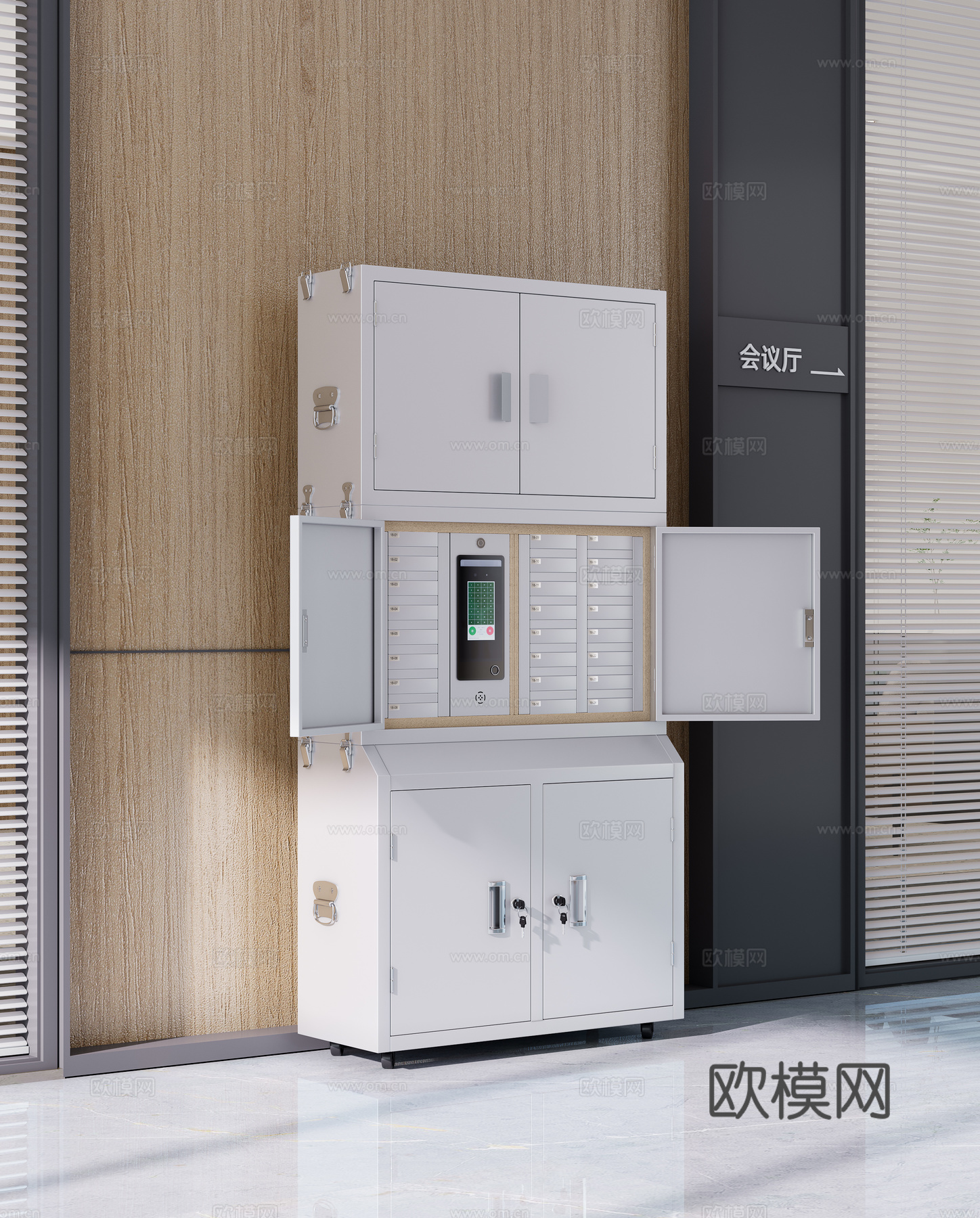 手机屏蔽柜 铁皮柜 现代风 会议室手机屏蔽柜3d模型