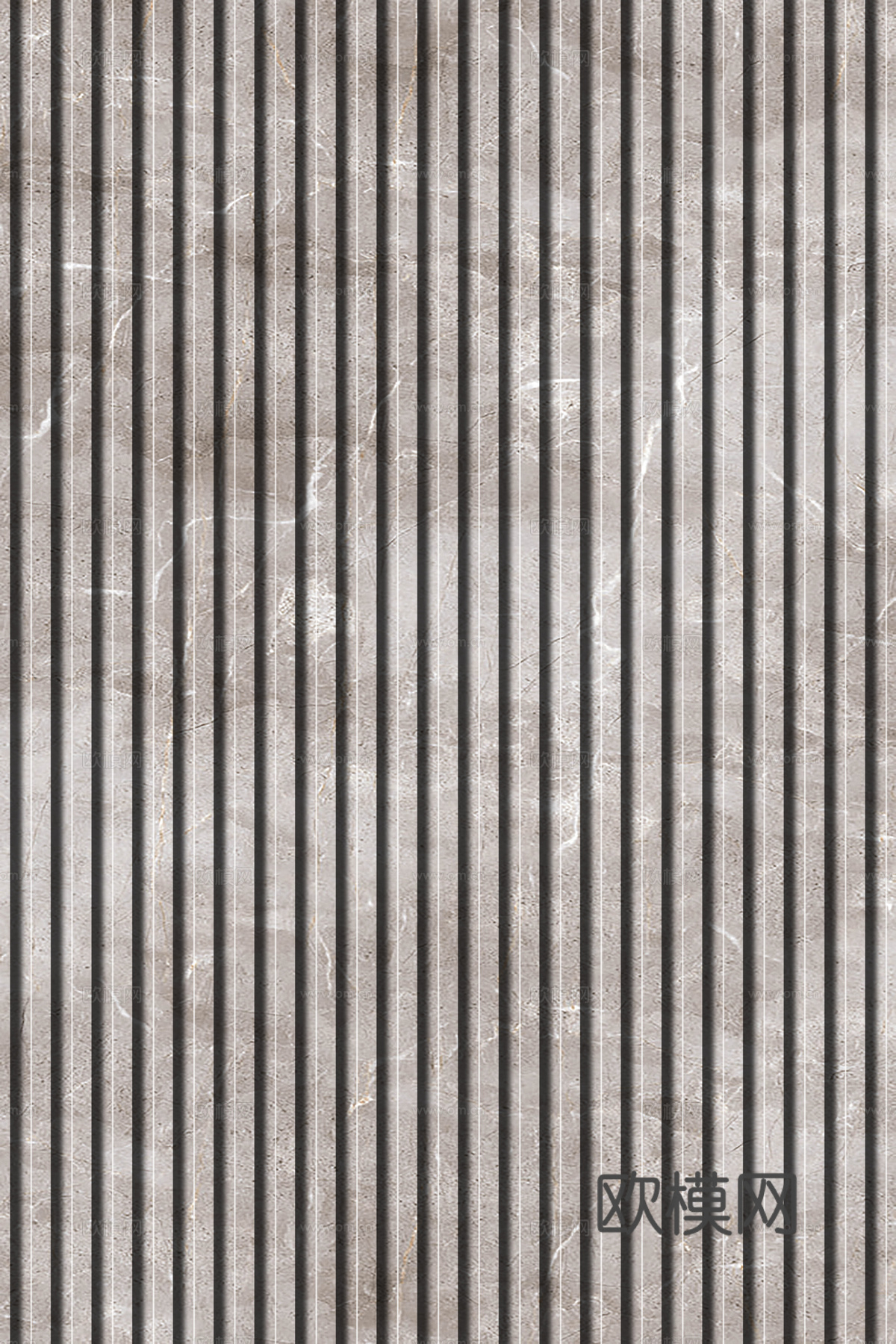 岩板石纹拉槽格栅长城板下载（渲染图1）