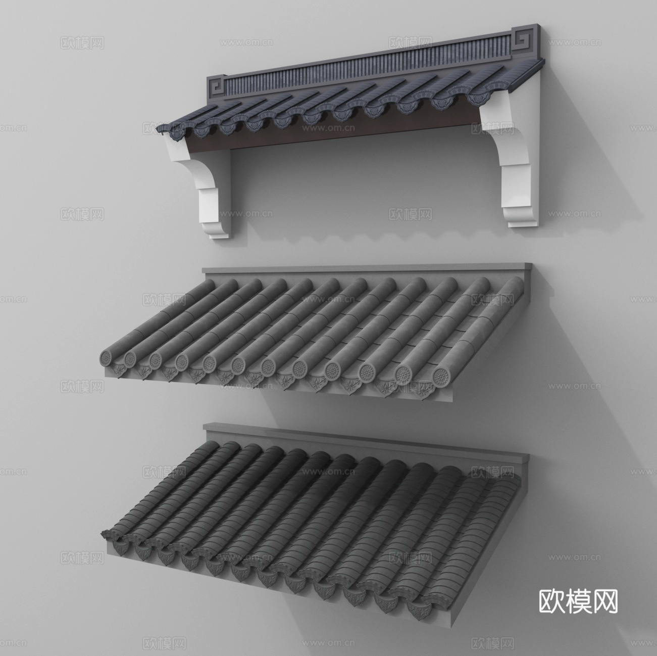 中式屋檐 屋顶 瓦片 屋脊 飞檐su模型