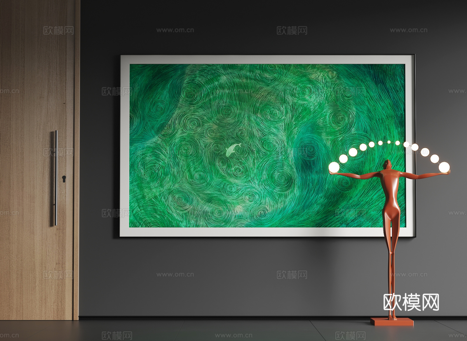 现代大幅挂画  现代抽象挂画  现代简约挂画3d模型