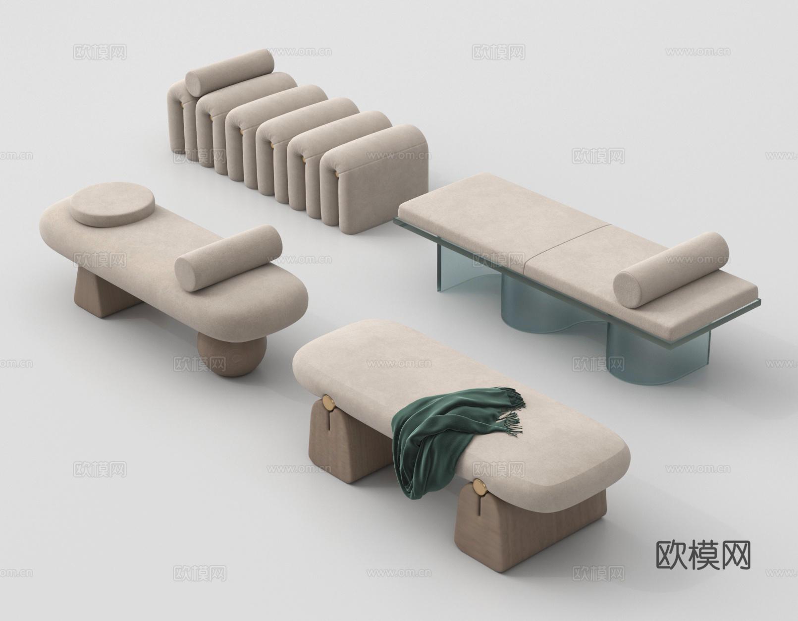 床尾凳 脚踏 沙发凳 换鞋凳3d模型