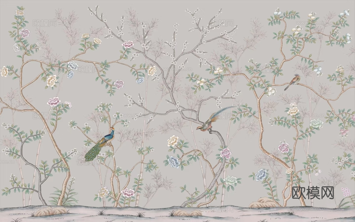 中式山水花鸟壁纸