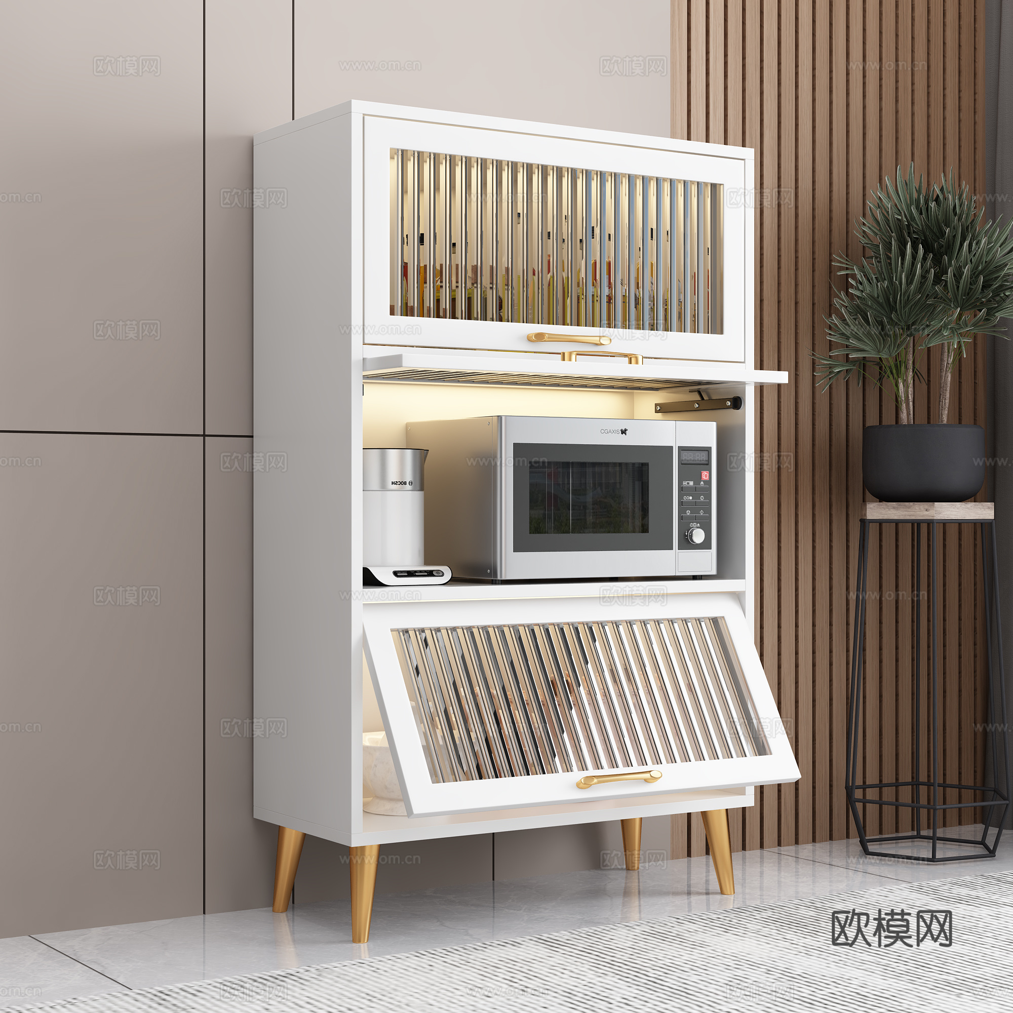 现代长虹玻璃餐边柜3d模型