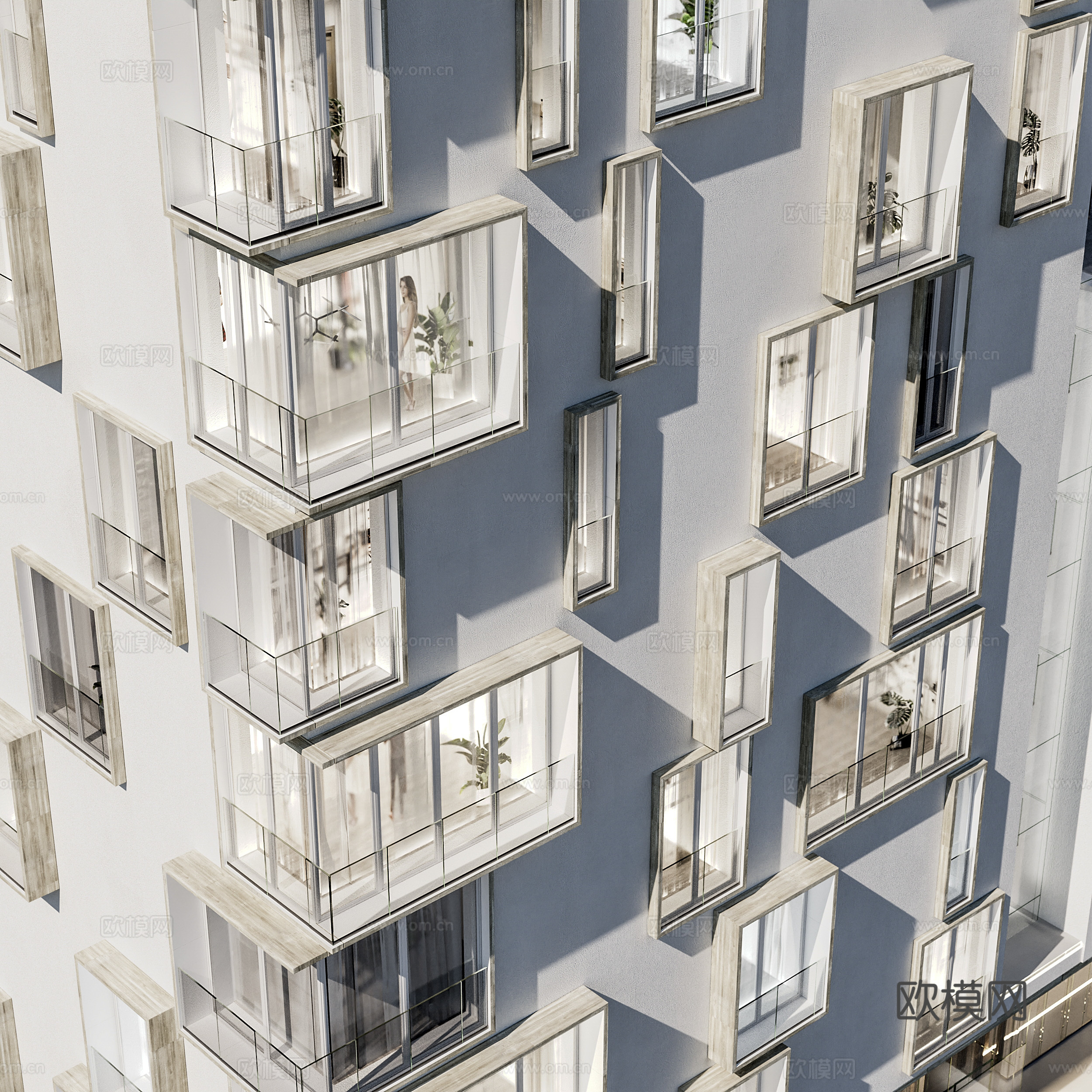 现代高层住宅外观3d模型