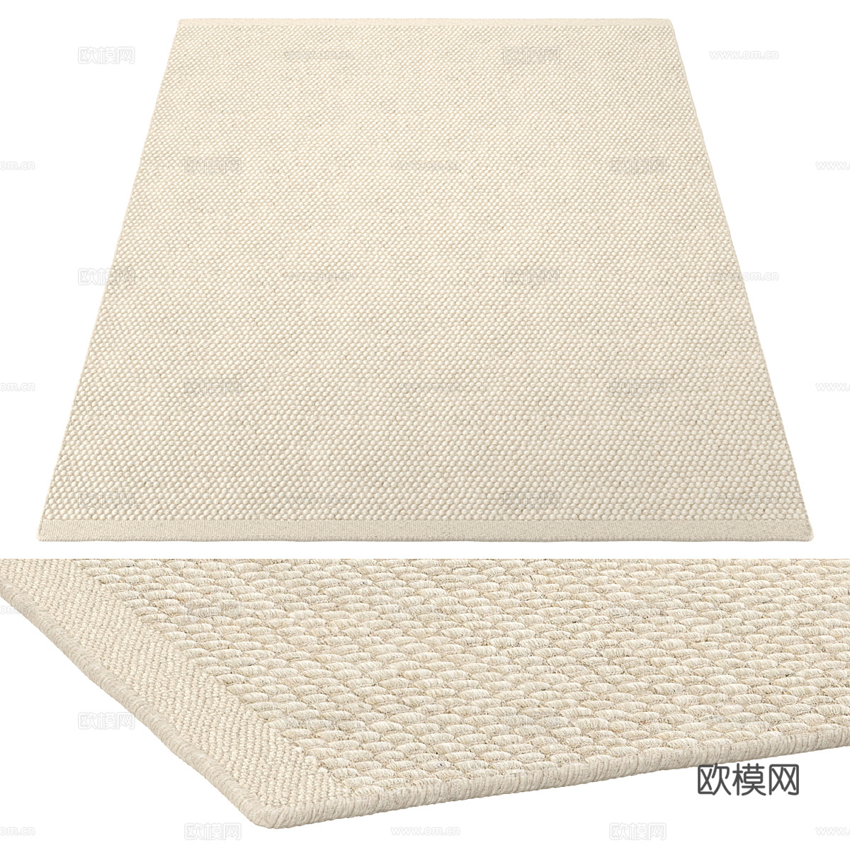 新中式布艺地毯3d模型