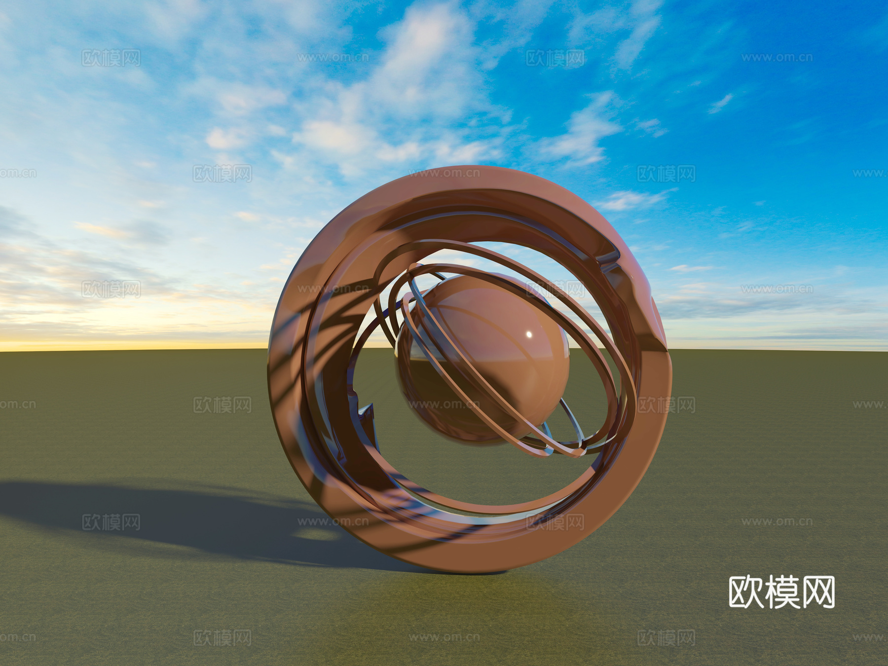 现代复古地球仪3d模型