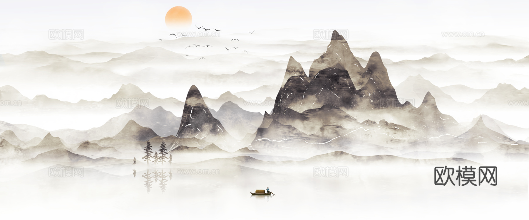 中式新中式山水装饰画