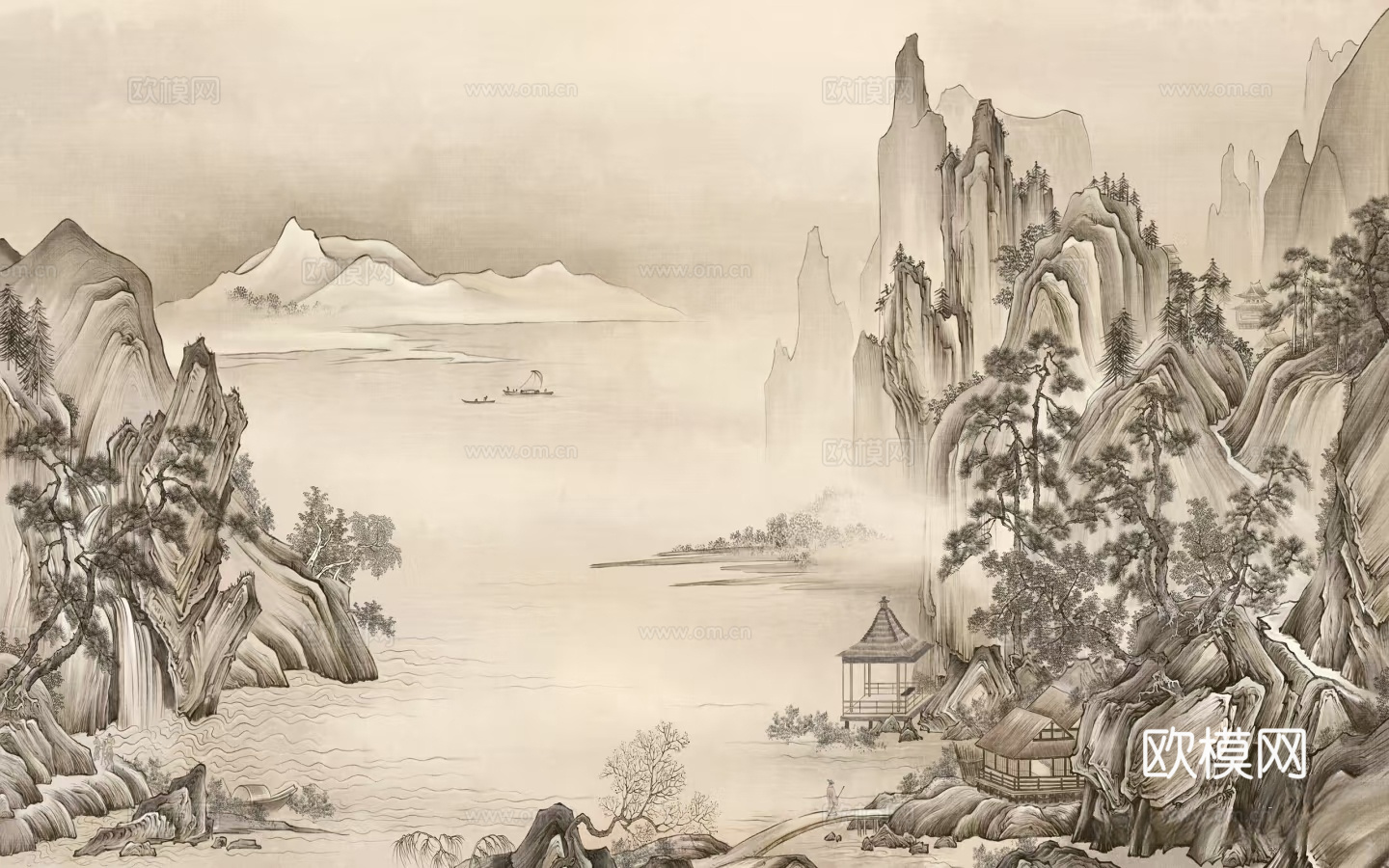 中式山水花鸟壁纸