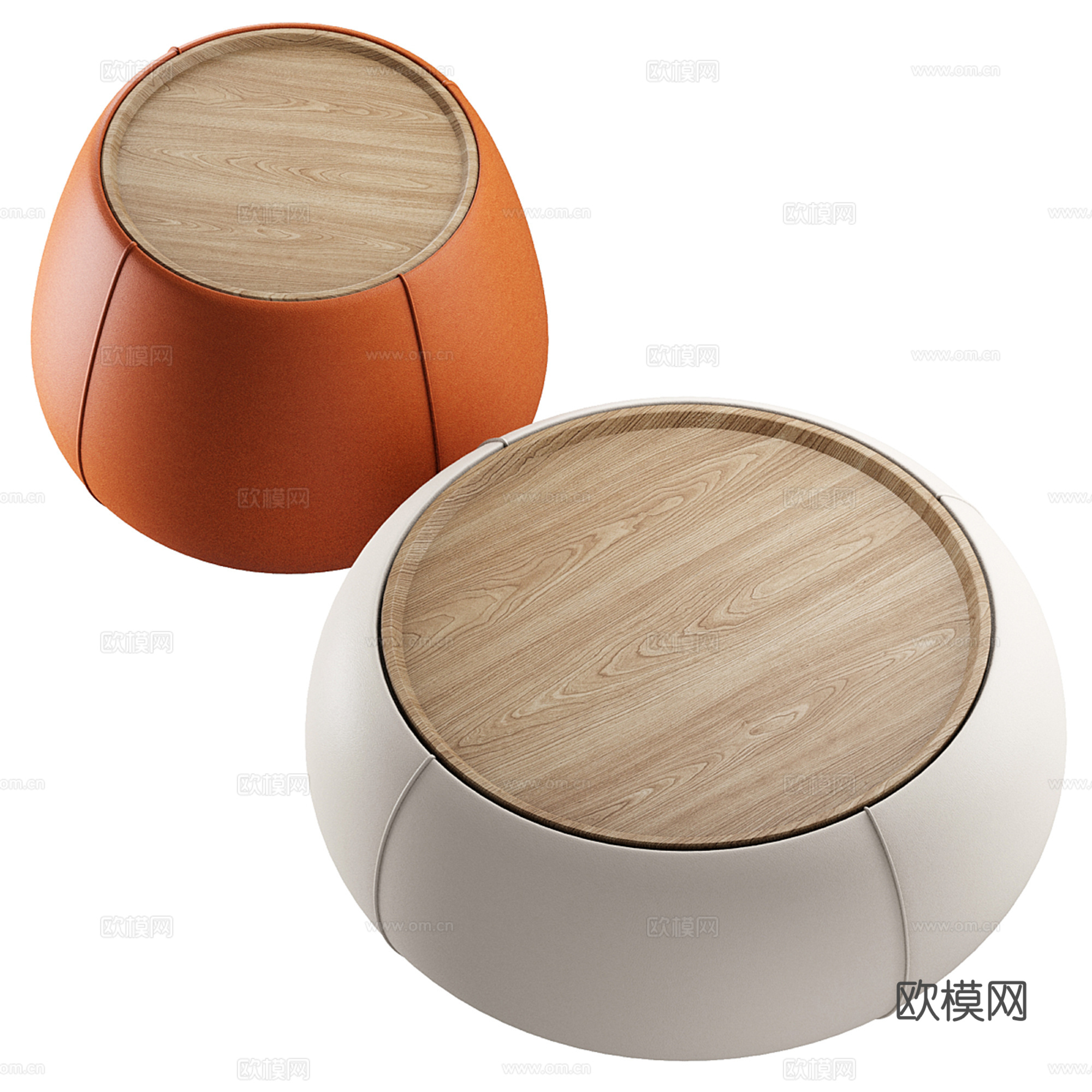 现代轻奢圆形茶几组合su模型