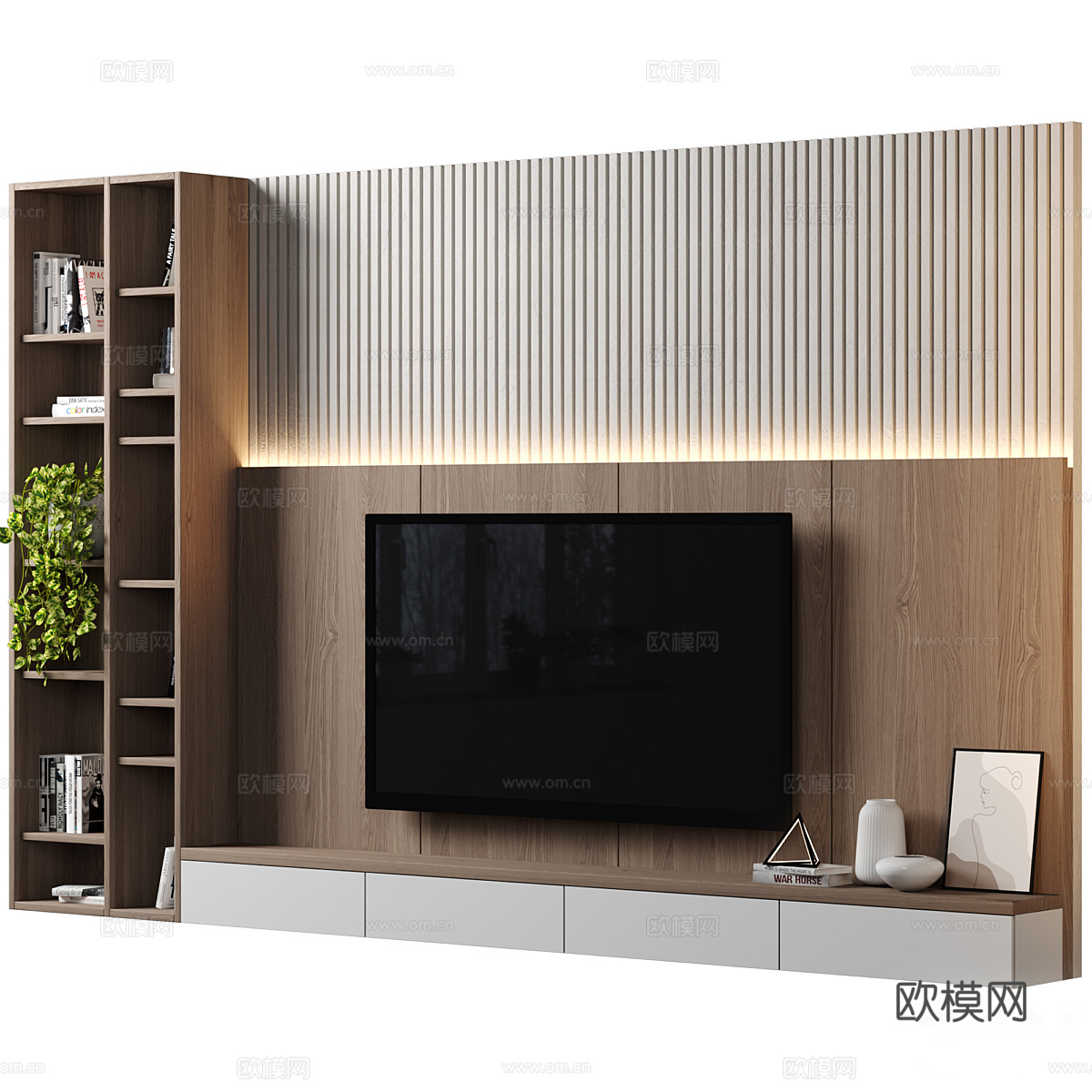 现代极简电视背景墙3d模型