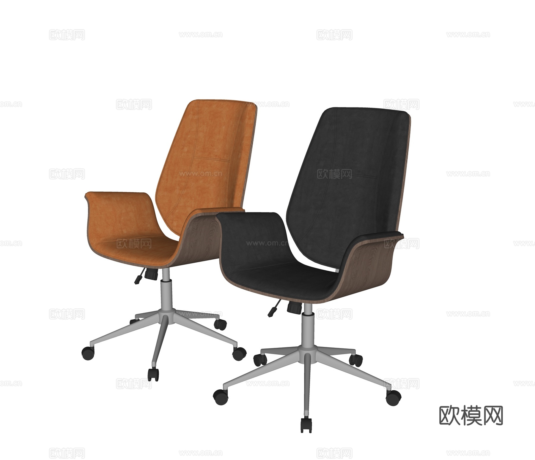 现代皮质办公椅su模型