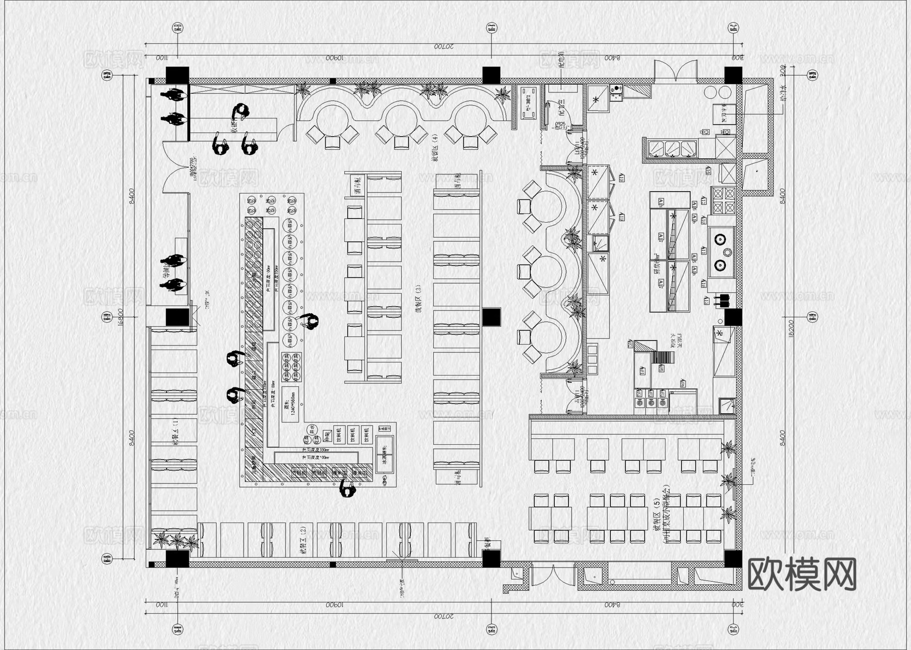 自助餐厅 海鲜自助 烧烤自助 自助餐饮 餐厅 海鲜餐厅cad施工图