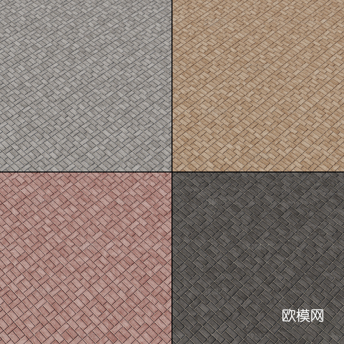 现代室外铺路砖3d模型