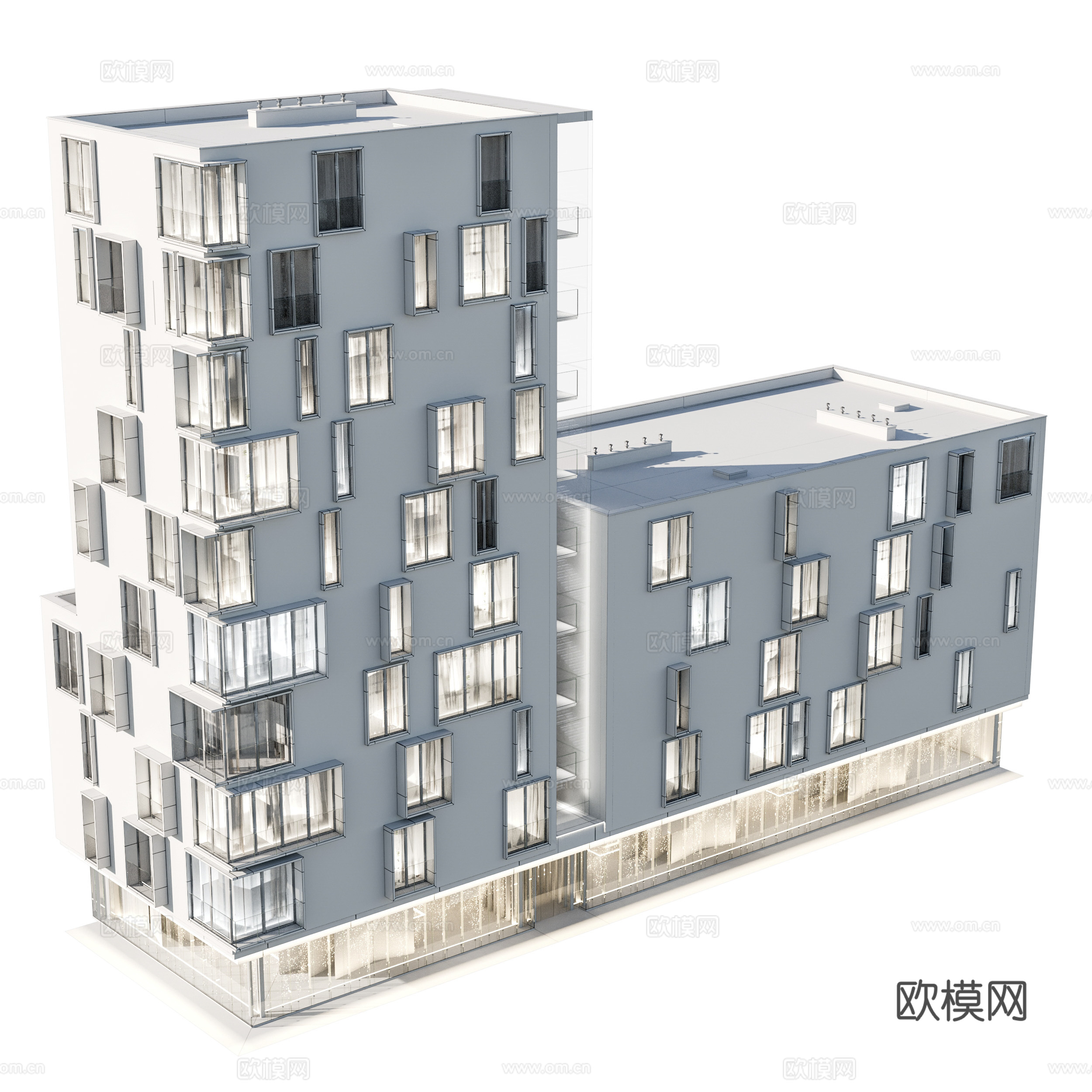 现代高层住宅外观3d模型